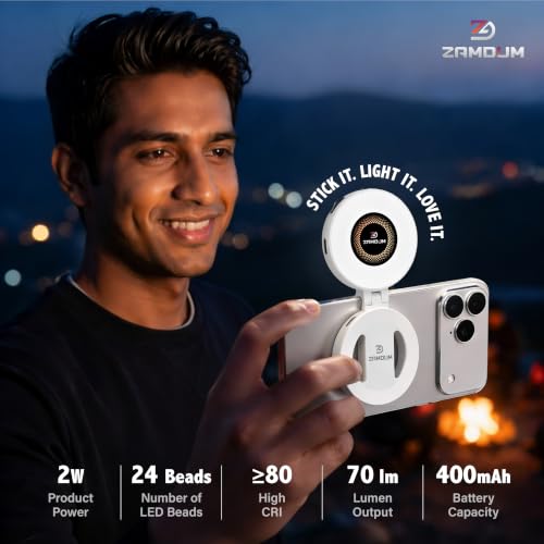 Image of Magnetic Selfie Light for Vlogging, Reels, Shorts, Videos and Photos | Compatible for All Devices with Magnetic Ring | Full Day Working Time with Type-C Rechargeable Battery
