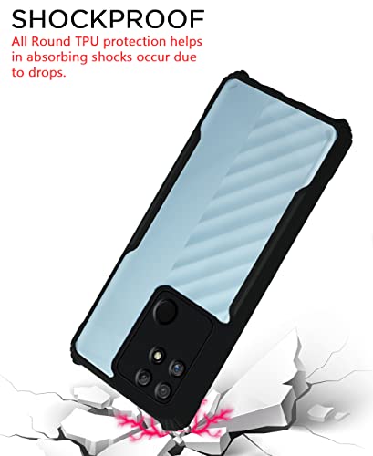Image of Pikkme Realme Narzo 50A Plastic Back Cover Crystal Clear Transparent Back Ultra Hybrid Full Camera Protection Raised Edge with 360 Degree Protection Bumper Back Cover for Realme Narzo 50A (Black)