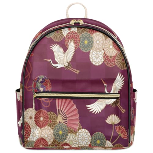 Sac à dos en cuir pour femme TropicalLife motif grues fleurs