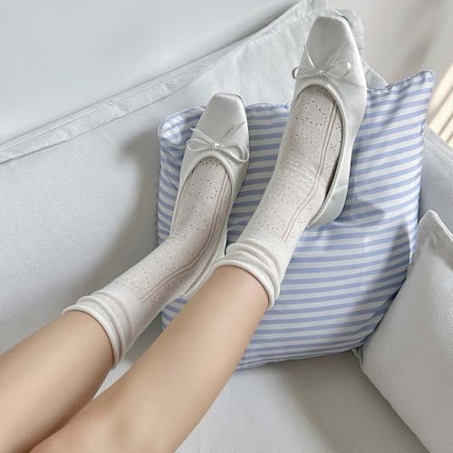 zrylibya Women Cute Roll Top Ankle Socks Breathable Mesh Summer Thin Casual Basic Style Socks 5 Pairs3