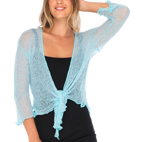 Image of Back From Bali Womens Sheer Shrug Cardigan Lightweight Knit