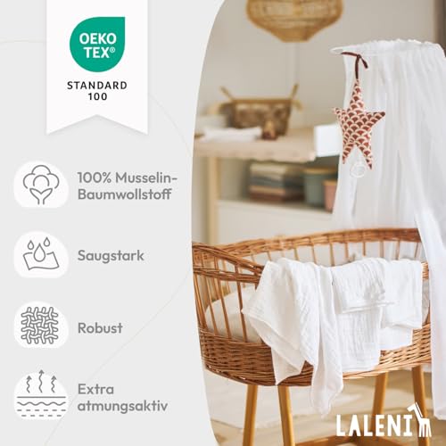 Laleni Spucktücher Baby im 10er Set aus Reiner Baumwolle - schadstofffreie Mulltücher weich 70x70 - saugstarke Mussellintücher Baby - Musselin Tuch als Mullwindel - waschbare Mulltücher - Weiß