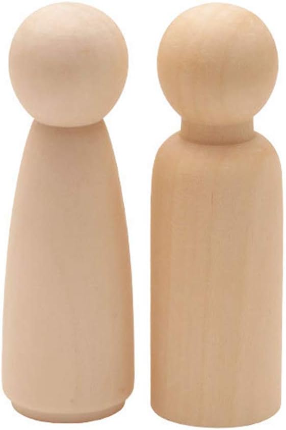 Muka 30 PCS Unpainted Wooden Peg Dolls 90 mm, Large Peg People Blank Doll Bodies for Art Craft