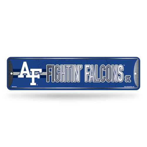 Rico Industries NCAA Air Force Academy Falcons - AF Metal Street Sign 4" x 15" Home Décor - Bedroom - Office - Man Cave