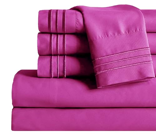 Image of Mocassi Twin XL Sheet Set - Luxury Hotel 1800 Premier Bedding Sheets & Pillowcases - Ultra Soft Breathable & Cooling Bed Sheets - Deep Pocket - Wrinkle Resistant - 4 Piece Set - Twin XL, Pink