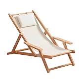 Dossier réglable à quatre positions: le dossier réglable en 4 positions vous permet de choisir un angle confortable à volonté et peut également vous aider à libérer la pression vertébrale. La chaise de plage en bois vous permet de vous allonger à plat pour les bains de soleil, de vous tenir debout pour la lecture ou de vous plonger pour une sieste, de répondre à vos différents besoins