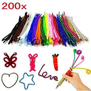 JZK 200 Fils Chenille Cure pour Projet d'art Artisanal, 30CM, Couleurs Assorties Paillettes Or Argent Rose Vert Bleu Rouge Jaune Violet Orange Blanc Noir Brun etc - Image 3