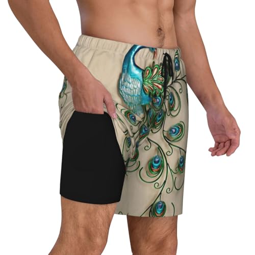 Short de bain homme à séchage rapide doublé caleçon pour plage - 3