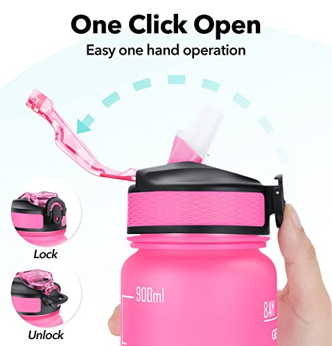 Image of 1 litre Motivational Fitness Sport Water Bottle with Straw & Time Maker, Leak-proof, BPA-free, Tritan, Toxin Free Plastic Drink Bottle Design for Girls, Boy, Cycling, School & Office