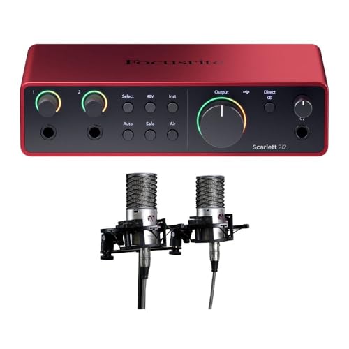 Focusrite Scarlett 2i2 Studio Audio Interface + Aston Origin Stereo Pair Microphones Bundle – USB Recording Kit for Home Studio, Podcasting & Vocal Recording