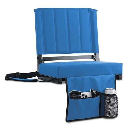 Image of SPORT BEATS Stadium Seats with Back Support Bleacher Chairs with Back and Cushion Thick Padded Bleacher Seats Includes Shoulder Strap