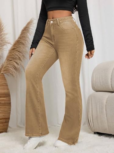 Image of Ben Martin Women's High Waist Jeans || Flared Bell Bottom Bootcut Pants || Wide Leg Stretch Denim - Perfect for Travel, Party & Everyday Use - Sizes 26-40 (2)
