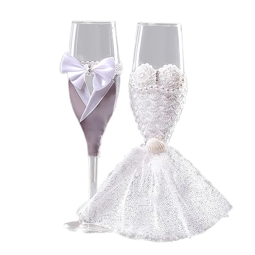 Conjunto de 2 Copas de Champán de Boda para Novios, Copa de Boda de 8.86 Pulgadas y SeñOra para la Decoración de la Boda, Registro, Despedida de Soltera, Recién Casados (A)