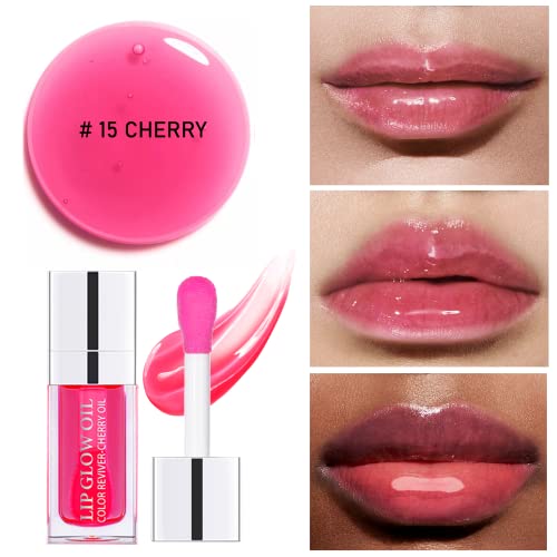 Nobeka 2 Pcs Plumping Lip Glow Oil(Cherry), Clear Tinted Lip Gloss Set, Moisturize Nourish And Enhance Your Lips With A Natural Long-Lasting Shine - Perfect For Any Occasion #TOP1