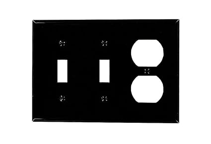 Leviton 80721-E 3-Gang 2-Toggle 1-Duplex Device Combination Wallplate, Standard Size, Black