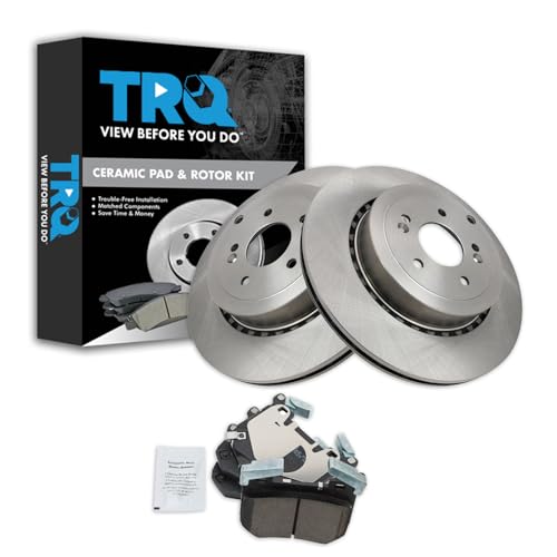 Image of TRQ Rear Brake Pad and Rotor Set Ceramic Rotors | For 2019-2020 Genesis G70 2018 Kia Stinger
