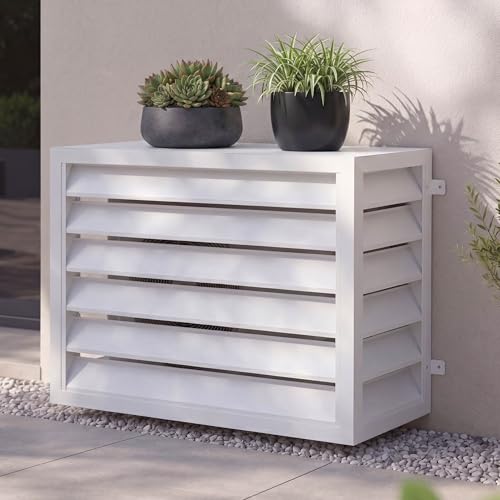 Mendler Verkleidung für Klimaanlage/Wärmetauscher HWC-O43 Abdeckung Schutzgitter Metall 70x104x50cm - grau-weiß