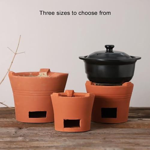 ZOLPINL Red Clay Charcoal Stove, Outdoor Pottery Barbecue Stove, Clay Grilling Stove, Home Heating Stove, Camping Barbecue Tool, for Outdoor Cooking Picnic(Large) - Image 6