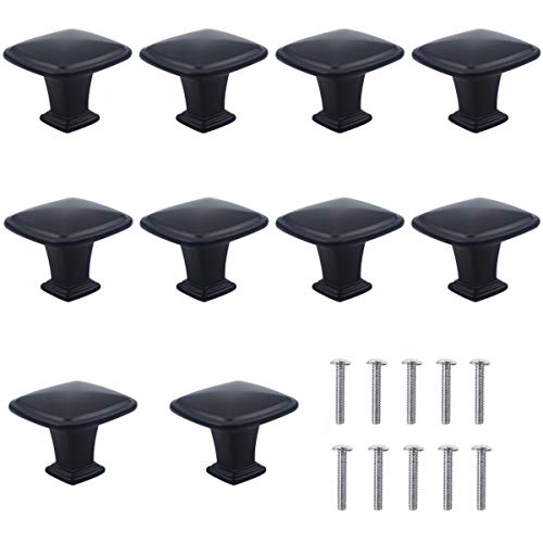 Natuce 10PCS Noir Tiroir de Poignée Porte, 30mm Bouton de Meubles, Unique Trou Rond Boutons de Tiroir, Boutons de Porte, Poignées de Meuble pour Placard...