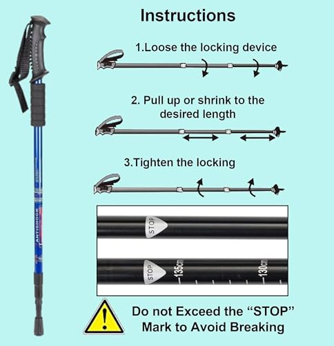 Image of Trekking Poles - Lightweight Collapsible Hiking Poles, Shock-Absorbent Walking Sticks With All Terrain Accessories And Carry Bag (Trekking Poles 1 Pack)