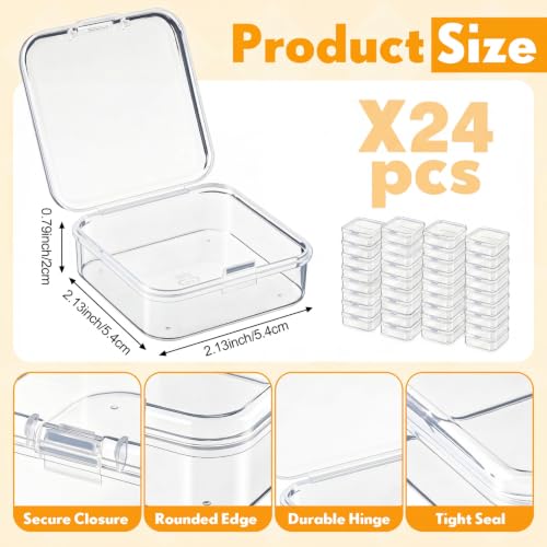Image of SATINIOR 24 Pcs Small Clear Plastic Container Box, 2.1 x 2.1 x 0.8 in