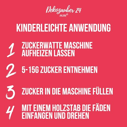 Dekozauber24 Premium Zuckerwatte Zucker mit Geschmack, 1000g, 8 Sorten, essbarer Farbzucker, farbig, Zuckerwattezucker 1kg (Erdbeere) – Bild 6