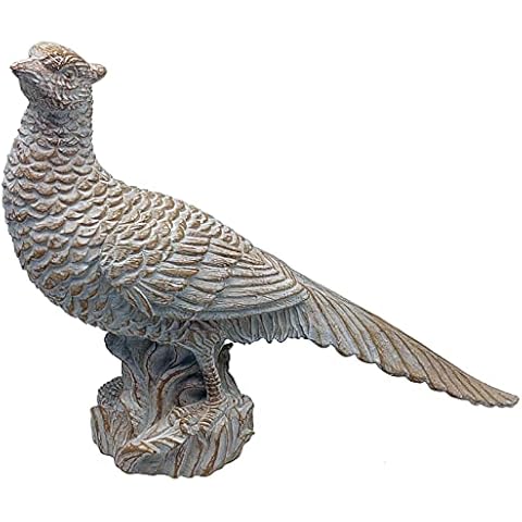 HOWFIELD Resin Pheasant Figurine Home Décor - 13" Big Bird Statue Animal Sculptures Figures Bronze Mid-Century Modern Art Cover