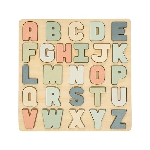 Image of Pearhead Wooden Alphabet Puzzle Board, Colorful ABC Letters, Interactive Learning Educational Montessori Toy, Baby and Toddler Ages 1+ Years, Kids Ideas, Parent's Most Loved Toys