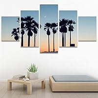 SIGNWIN 5 Panel Canvas Wall Art Palm Tree for Home Decorations Ready to Hang - 60