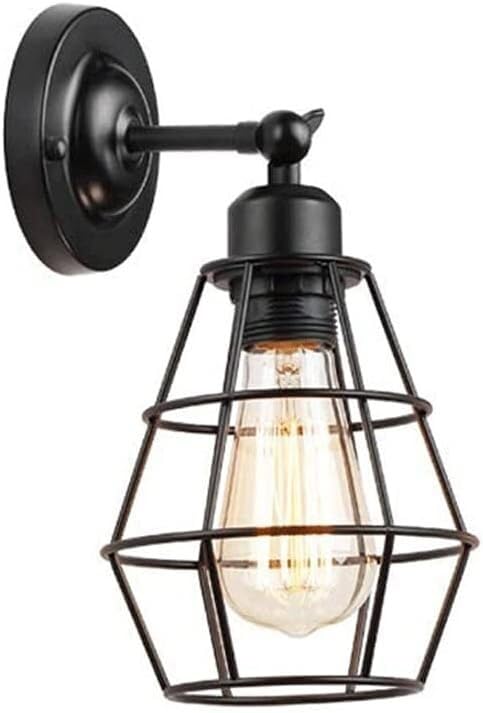 TaleTre Lámpara de pared industrial ajustable - Aplique enchufable con forma de jaula de alambre retro for sala de estar, dormitorio, estudio y comedor - Luminaria de estilo moderno