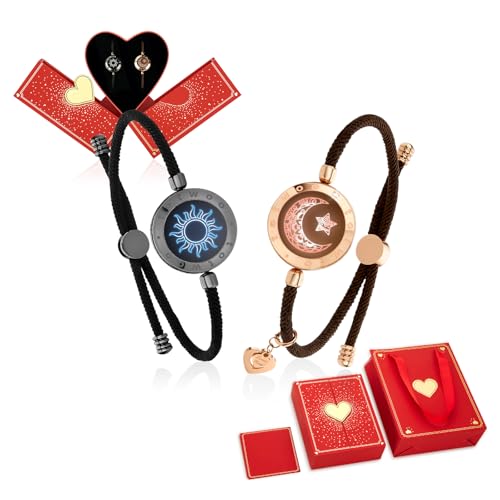 TOTWOO Pulseras Inteligentes de Pareja, Toque, Vibración e Iluminación a Distancia, Emparejamiento Bluetooth Uno a Uno por App, Regalo de San Valentín para Parejas a Distancia, Acero Inoxidable 316L