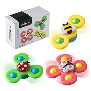 Suction Cup Spinner Toys,Infant Baby Toys 18 Months+ Baby Rattles Toy,Sensory Toys Bath Toys Spinning Top Toy for…