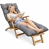 Bananair - Coussin Bain de Soleil Chaise Longue - Épais, Ultra Confortable, Design Matelassé - Fabriqué en France - Matelas Transat avec Scratchs, Facile à Installer (185x60x15 cm, Gris)