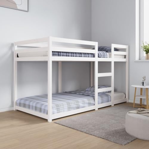 Gecheer Litera blanca de 90 x 190 cm, de madera maciza de pino, somier clásico, elegante y robusta, estructura de cama, cama con plataforma, cama de láminas, cama de láminas, J3206508
