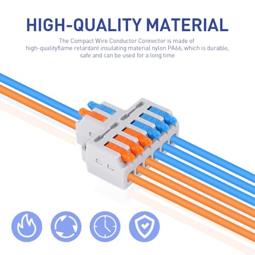 Image of Serplex 20PCS Lever-Nut Wire Connectors 2 in to 6 Out Quick Wiring Cable Connector for AWG 28-12 Compact Electrical Versatile for Hard Flexible Flame Retardant