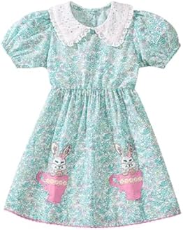 LMYOVE Toddler Girls Summer Casual Dress, Little Girls Cartoon Print Short Sleeve Dress 2-6Y