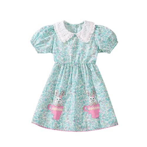 LMYOVE Toddler Girls Summer Casual Dress, Little Girls Cartoon Print Short Sleeve Dress 2-6Y