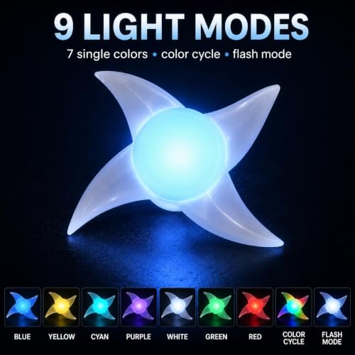 Rasenshuriken Spinning Toy, Shuriken Fidget Spinner, Shuriken Spinner Toy, 3 LED Light Modes, 7 LED Colors, Cool Sci-Fi Design, Stress & Anxiety Relief Gift for Adults Toy, Stre (2) - Image 2