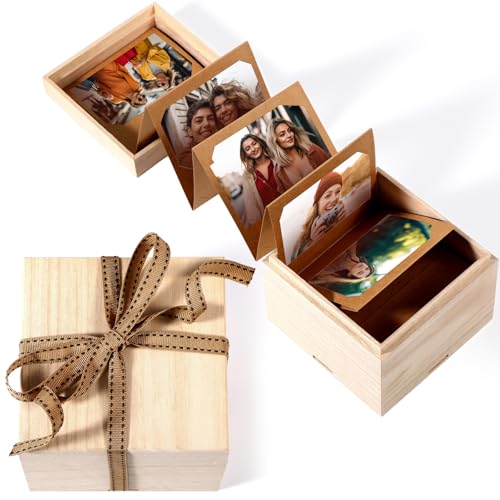 Feifeiya Custom Wooden Pull out Photo Box Mini Personalized Pull out Picture Wooden Box...