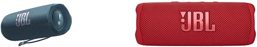 JBL Flip 6 Portable Bluetooth Speaker Bundle - Blue & Red, IPX7 Waterproof, 12 Hours Playtime