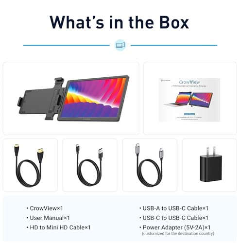 Image of ELECROW Portable Monitor, 14 Inch FHD 1920 x 1080 External Monitor CrowView Laptop Screen Extender Compatible with Multiple Systems and Laptops 13''-16.5''