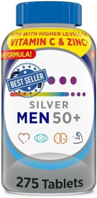 Silver Men 50 Plus 275 Tablets - Complete Daily Multivitamin Supplement, for Men and Senior Adults – High Potency Vitamins & Minerals for Men's Health Over 50