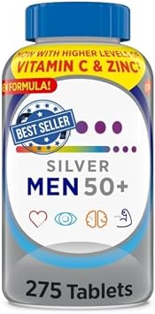 Silver Men 50 Plus 275 Tablets - Complete Daily Multivitamin Supplement, for Men and Senior Adults High Potency Vitamins & Minerals for Mens Health Over 50
