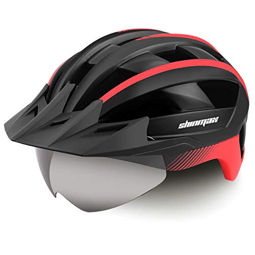 Bike Helmet for Men Women,Shinmax Safety Certificated Bicycle Helmet 1 Size Fits All Adult Helmet with Led Light&Detachable Magnetic Goggles&Removable Sun Visor Mountain Road Cycling Helmet SM-B23