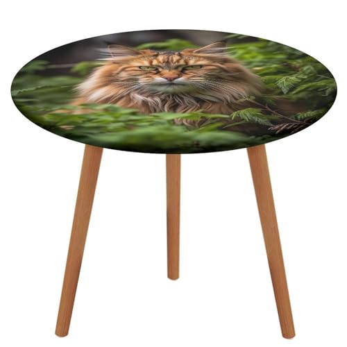 Nappe chat dans l'herbe extensible pour table ronde de 100 à 130 cm
