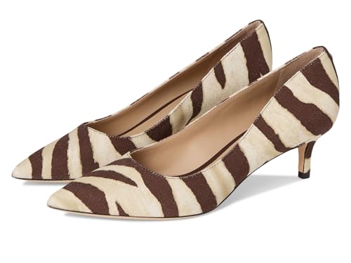Lauren Ralph Lauren, Women, Adrienne Zebra-Print Canvas Pumps, Zebra/Dark Hickory, 6, Medium