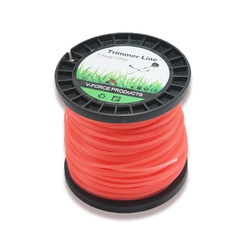 Huirongwinwin Trimmerfaden 2 4mm Mähfaden 5kant Sternförmig Freischneider Faden 2 4 Nylonfaden Motorsense Faden 100M Länge Mähfaden Ersatzfaden Rasentrimmer faden für Rasen Rasenkanten Orange Rot
