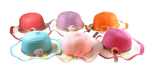 Girls Tea Party Hat Assortment - 4 Children Sun Hats - Assorted Colors