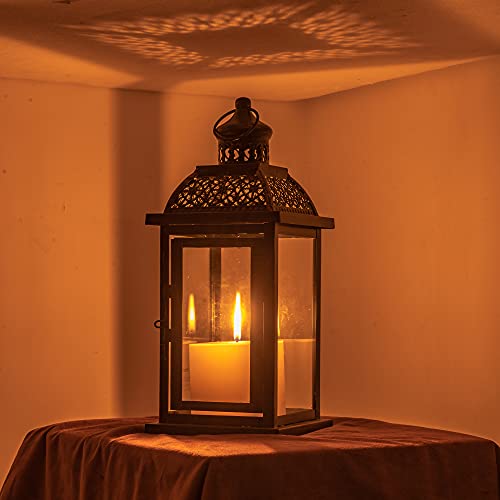 Decorkey Large Candle Lantern Decorative, 14.4 Inch Outdoor Lantern With Clear Glass, Vintage Metal Candle Holders Outdoor Patio Wedding Christmas Spring Decor In Black #TOP1