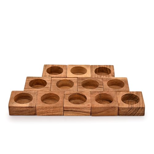 Kaizen Casa Tea Light Holders for Rustic Centerpieces for Dining Table Wedding Party Candle Centerpieces for Dining Table Wedding Party Set of 12 (Outer Dia: 2.25", Inner Dia: 1.6")